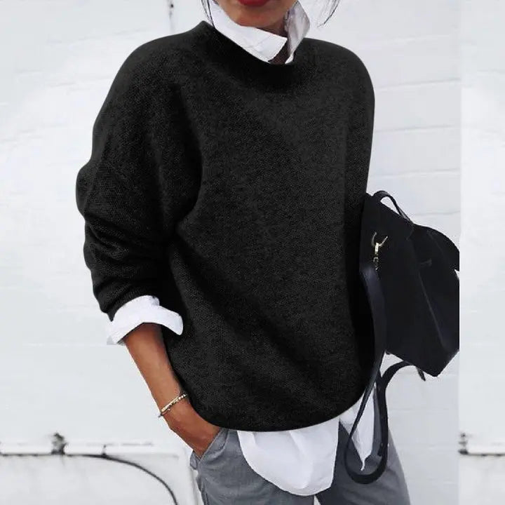 Astrid | Warm Ribbed Crew Neck Hip-Length Sweater