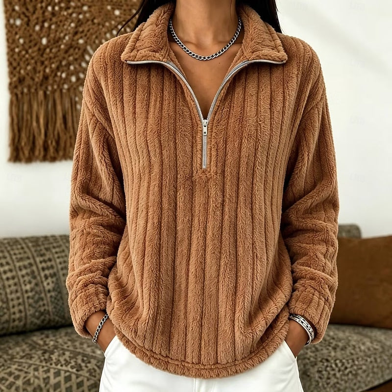 Camille | Cozy Plush Textured Quarter-Zip Sweater