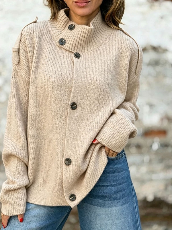 Rose | Cozy Buttoned Stand-Collar Knit Cardigan
