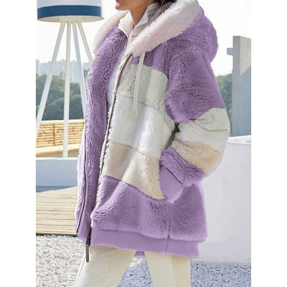 Alina | Zip-Up Plush Hooded Jacket with Pockets