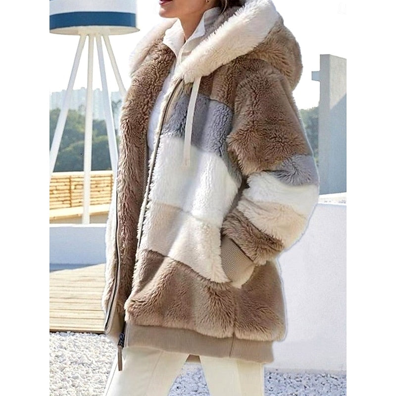 Alina | Zip-Up Plush Hooded Jacket with Pockets