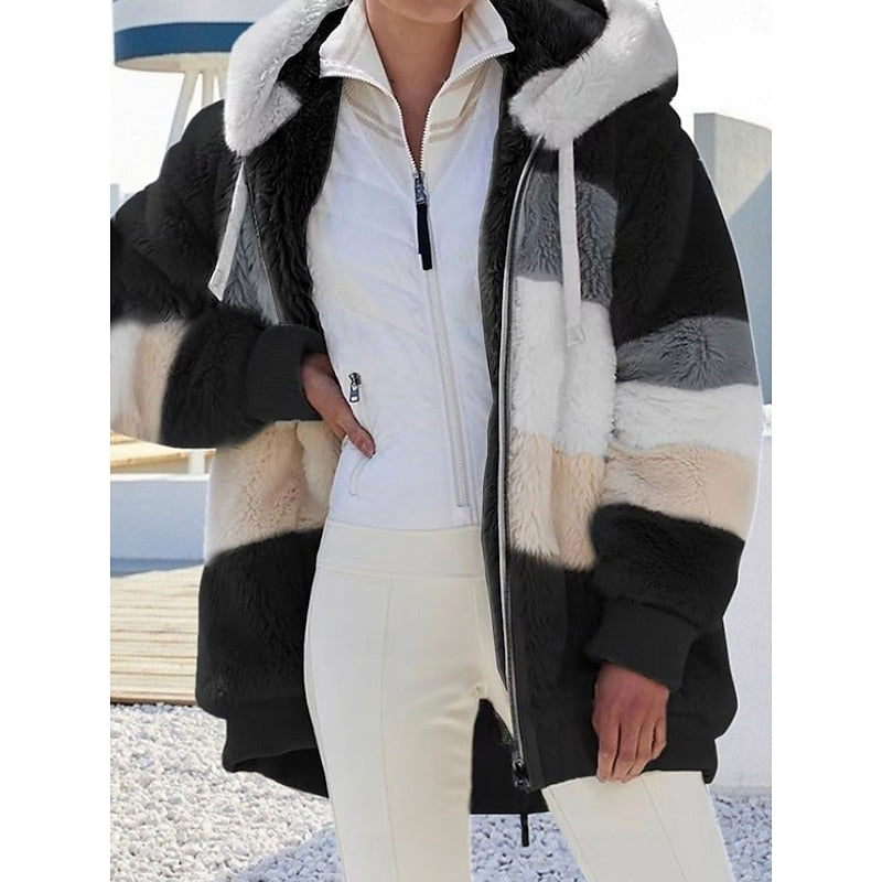 Alina | Zip-Up Plush Hooded Jacket with Pockets