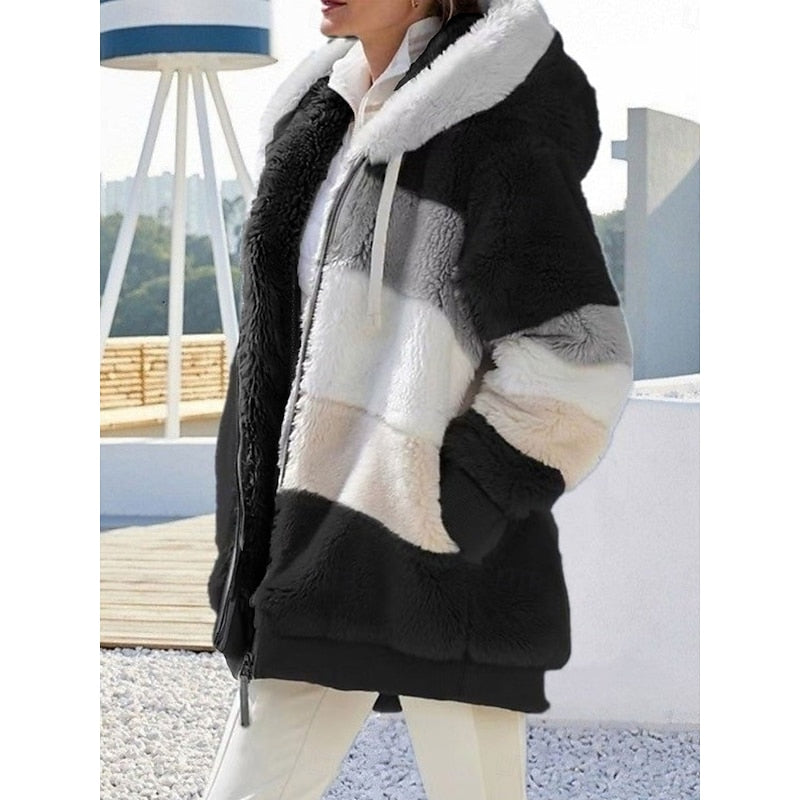Alina | Zip-Up Plush Hooded Jacket with Pockets