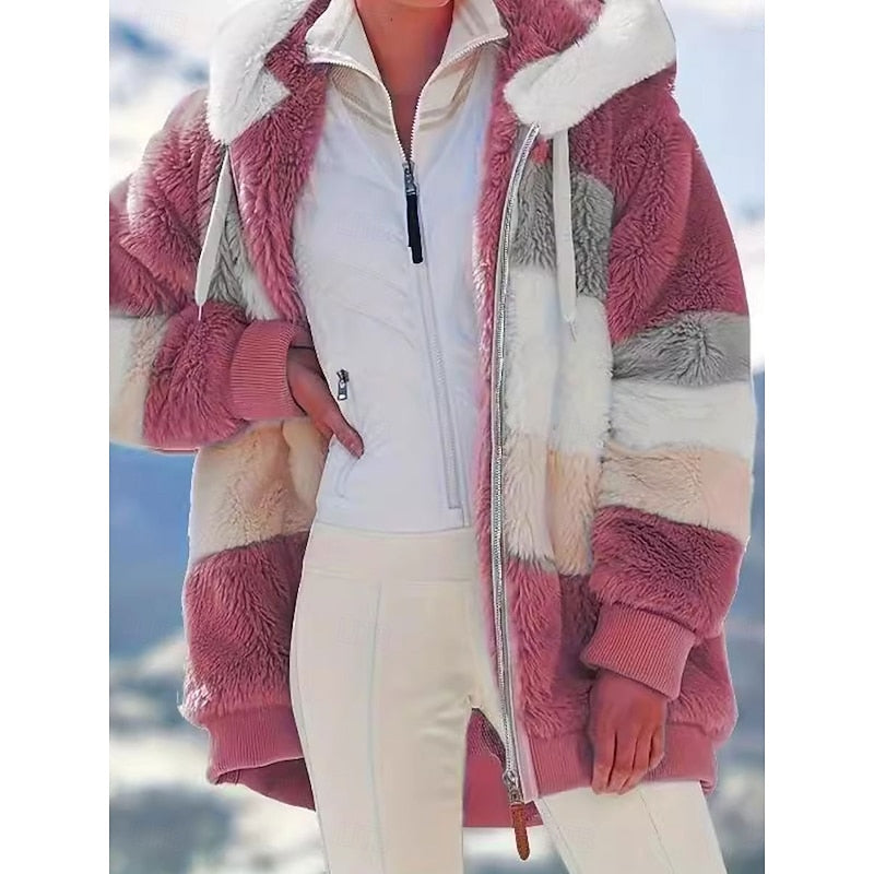 Alina | Zip-Up Plush Hooded Jacket with Pockets