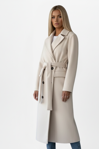 Alisha | Long Double-Breasted Coat with Belt