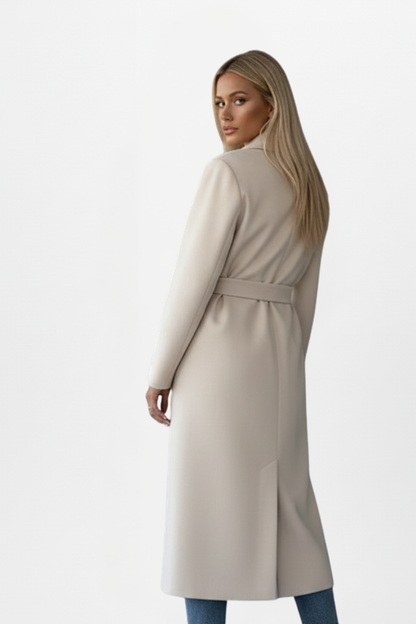 Alisha | Long Double-Breasted Coat with Belt