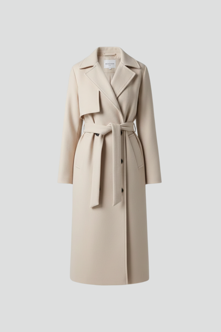 Alisha | Long Double-Breasted Coat with Belt