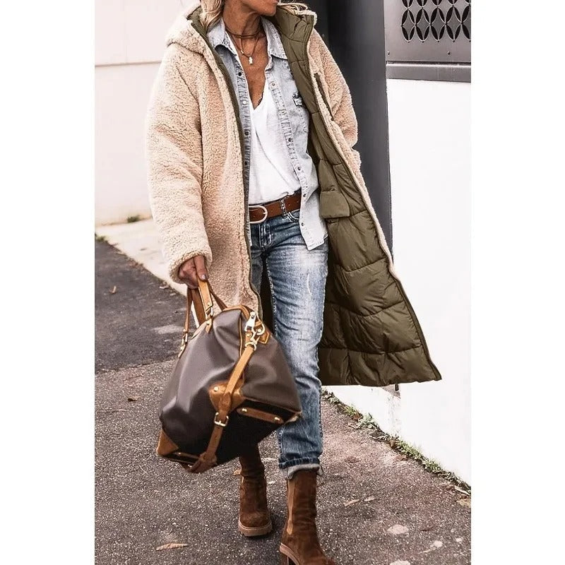 Alyson | Longline Quilted Puffer Jacket with Sherpa Lining