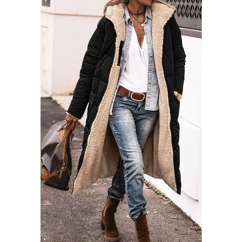 Alyson | Longline Quilted Puffer Jacket with Sherpa Lining