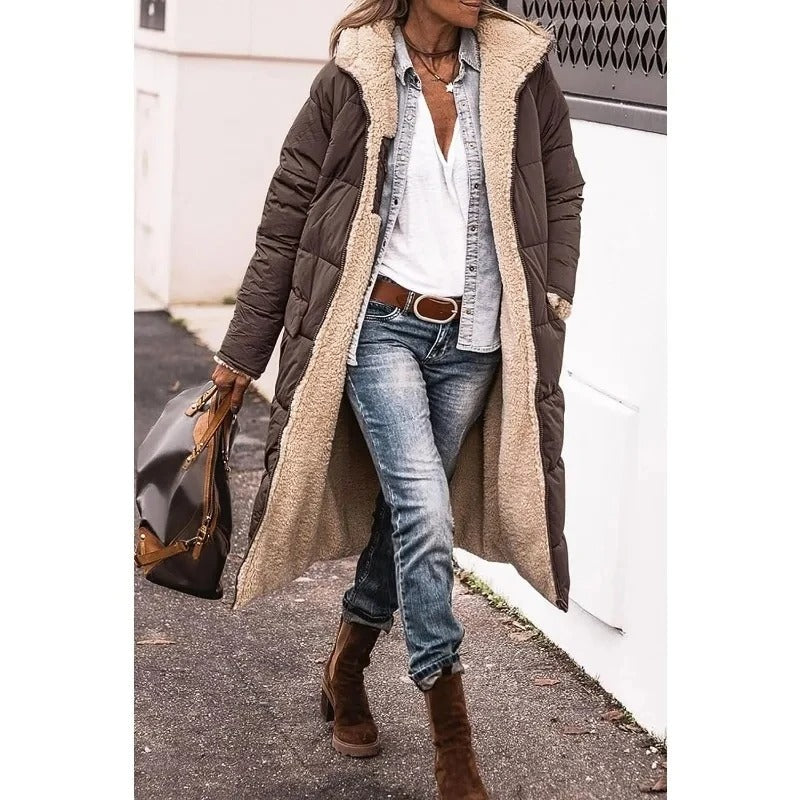 Alyson | Longline Quilted Puffer Jacket with Sherpa Lining