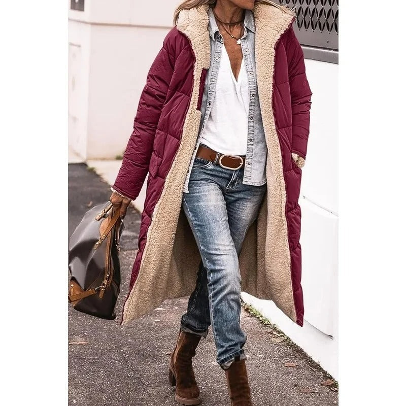 Alyson | Longline Quilted Puffer Jacket with Sherpa Lining