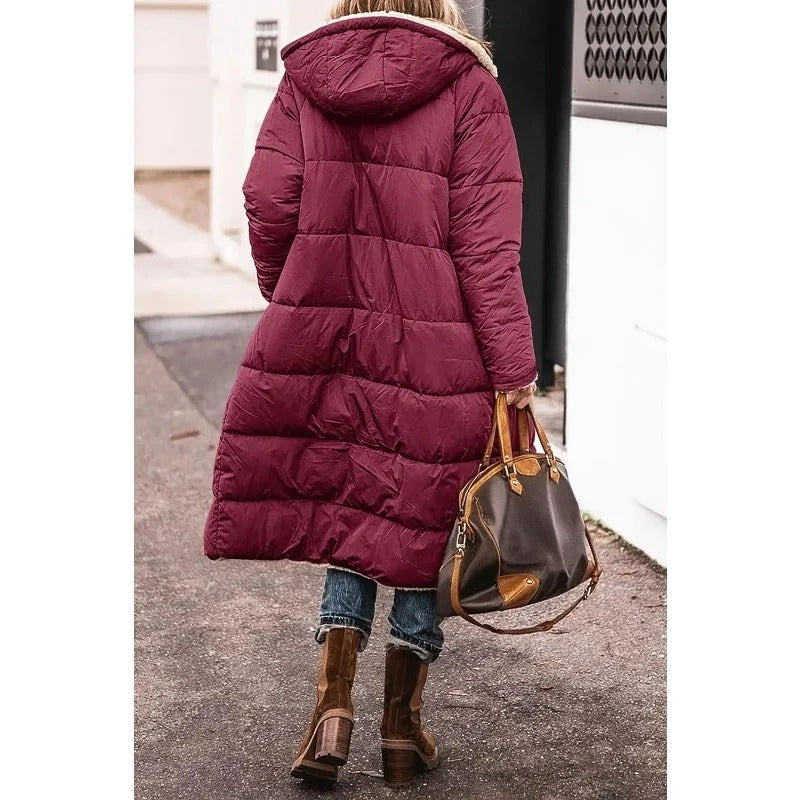 Alyson | Longline Quilted Puffer Jacket with Sherpa Lining