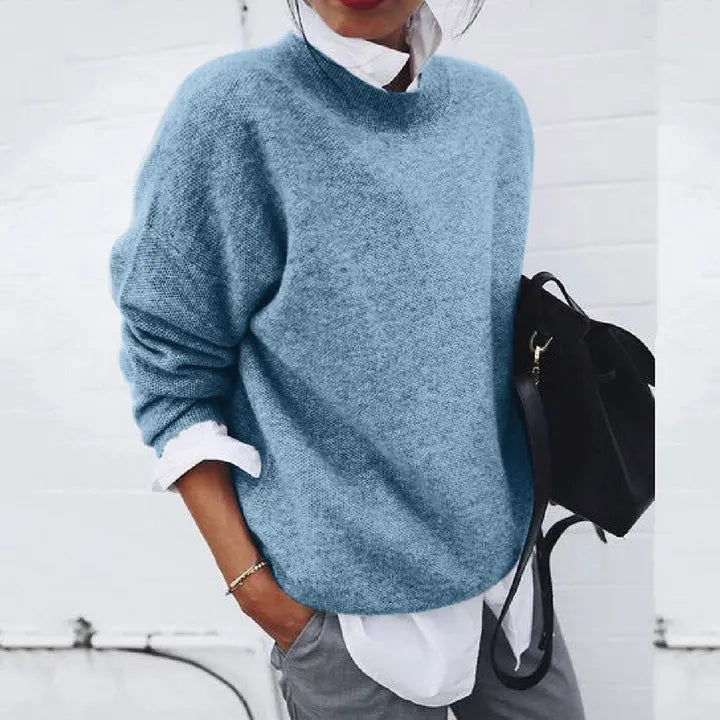 Astrid | Warm Ribbed Crew Neck Hip-Length Sweater