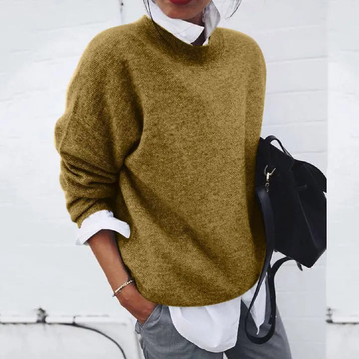 Astrid | Warm Ribbed Crew Neck Hip-Length Sweater