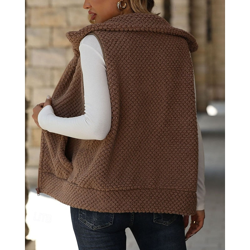 Cecelia | Cozy Textured Zip-Up Vest with Pockets