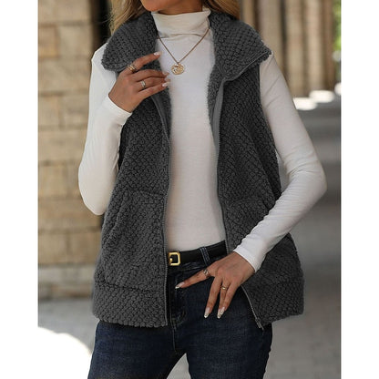 Cecelia | Cozy Textured Zip-Up Vest with Pockets