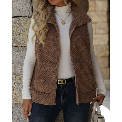 Cecelia | Cozy Textured Zip-Up Vest with Pockets