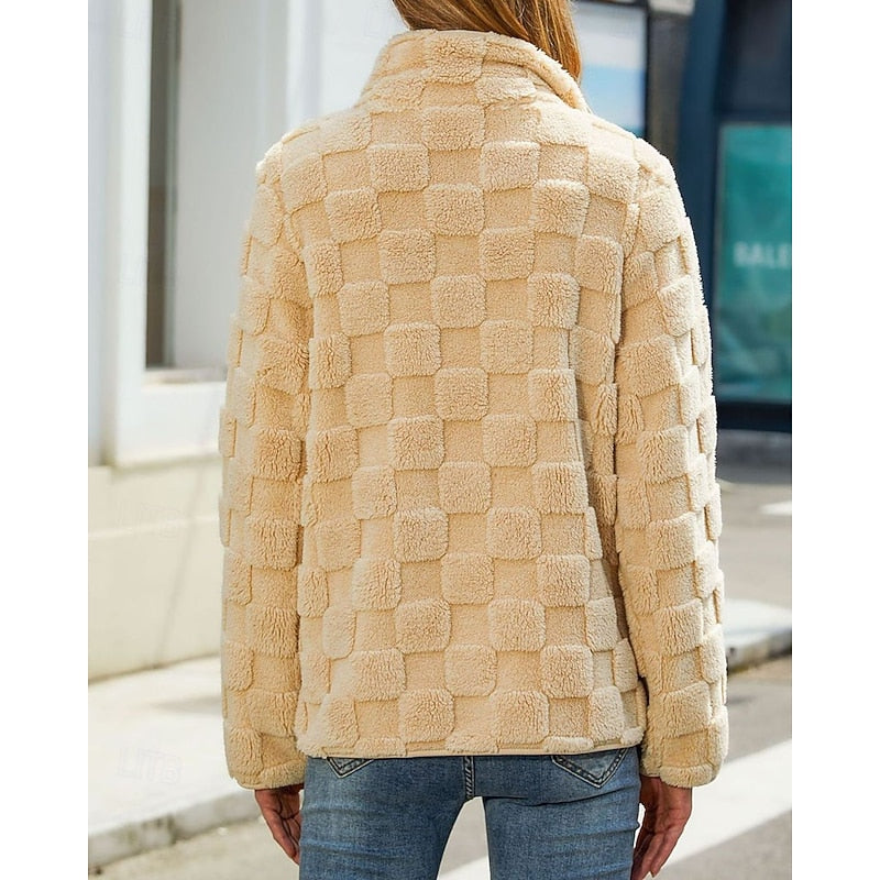 Clara | Plush Zip Coat with Stand Collar