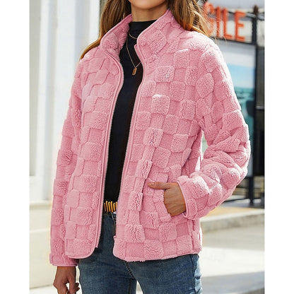 Clara | Plush Zip Coat with Stand Collar