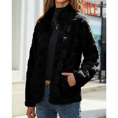 Clara | Plush Zip Coat with Stand Collar