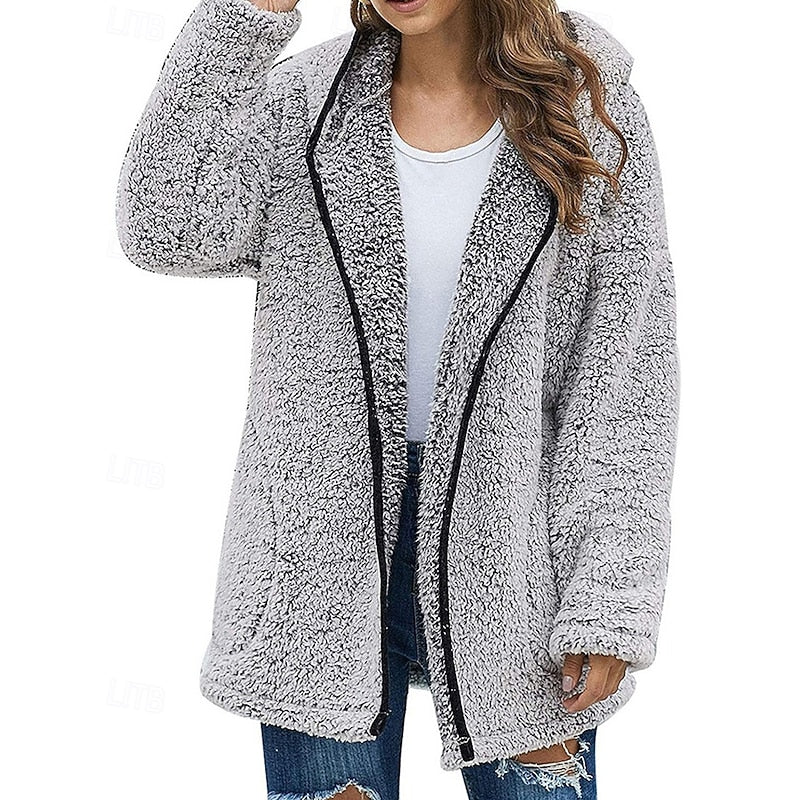 Clementine | Cozy Plush Hooded Zip-Up Jacket