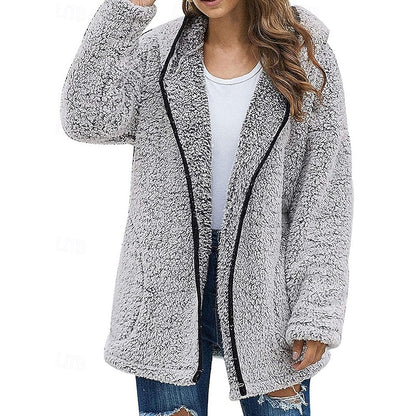 Clementine | Cozy Plush Hooded Zip-Up Jacket
