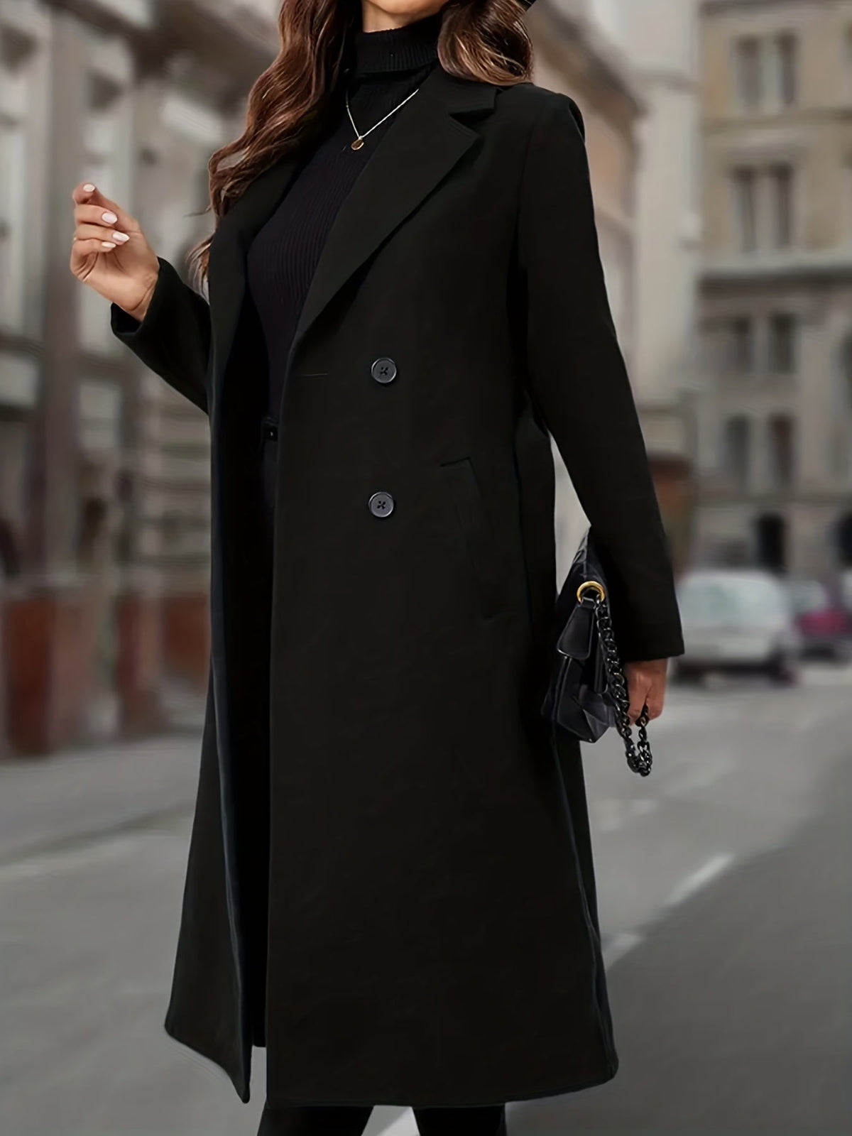 Constance | Double-Breasted Long Coat with Pockets
