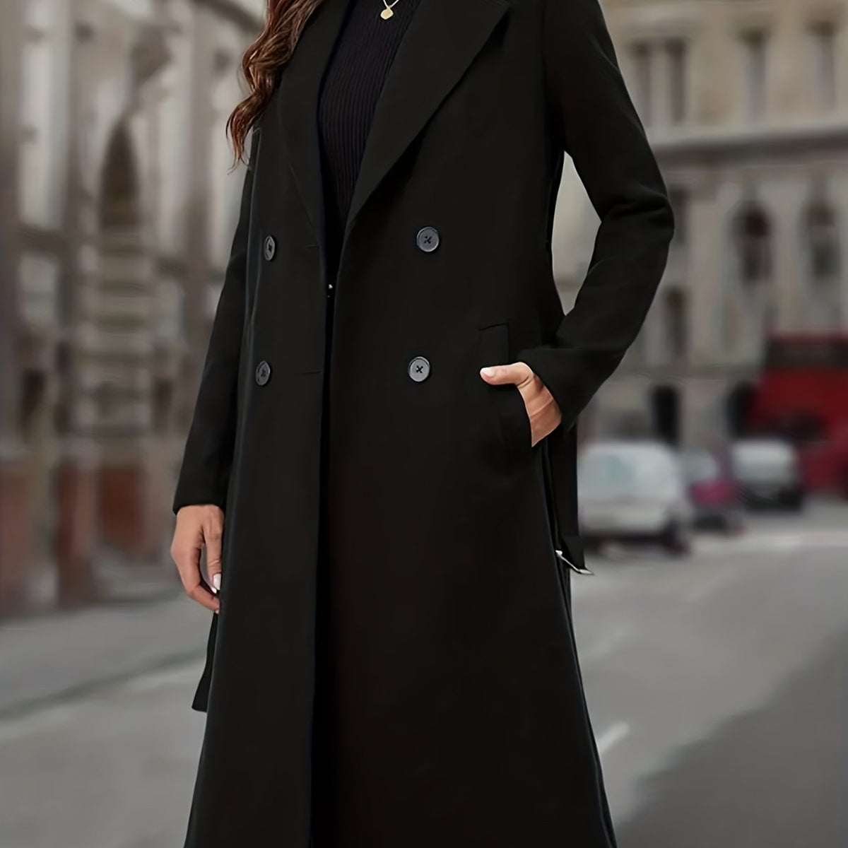 Constance | Double-Breasted Long Coat with Pockets