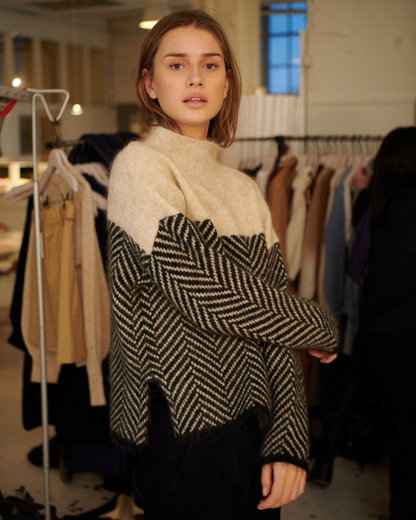 Dallas | Herringbone Cotton Mock Neck Sweater
