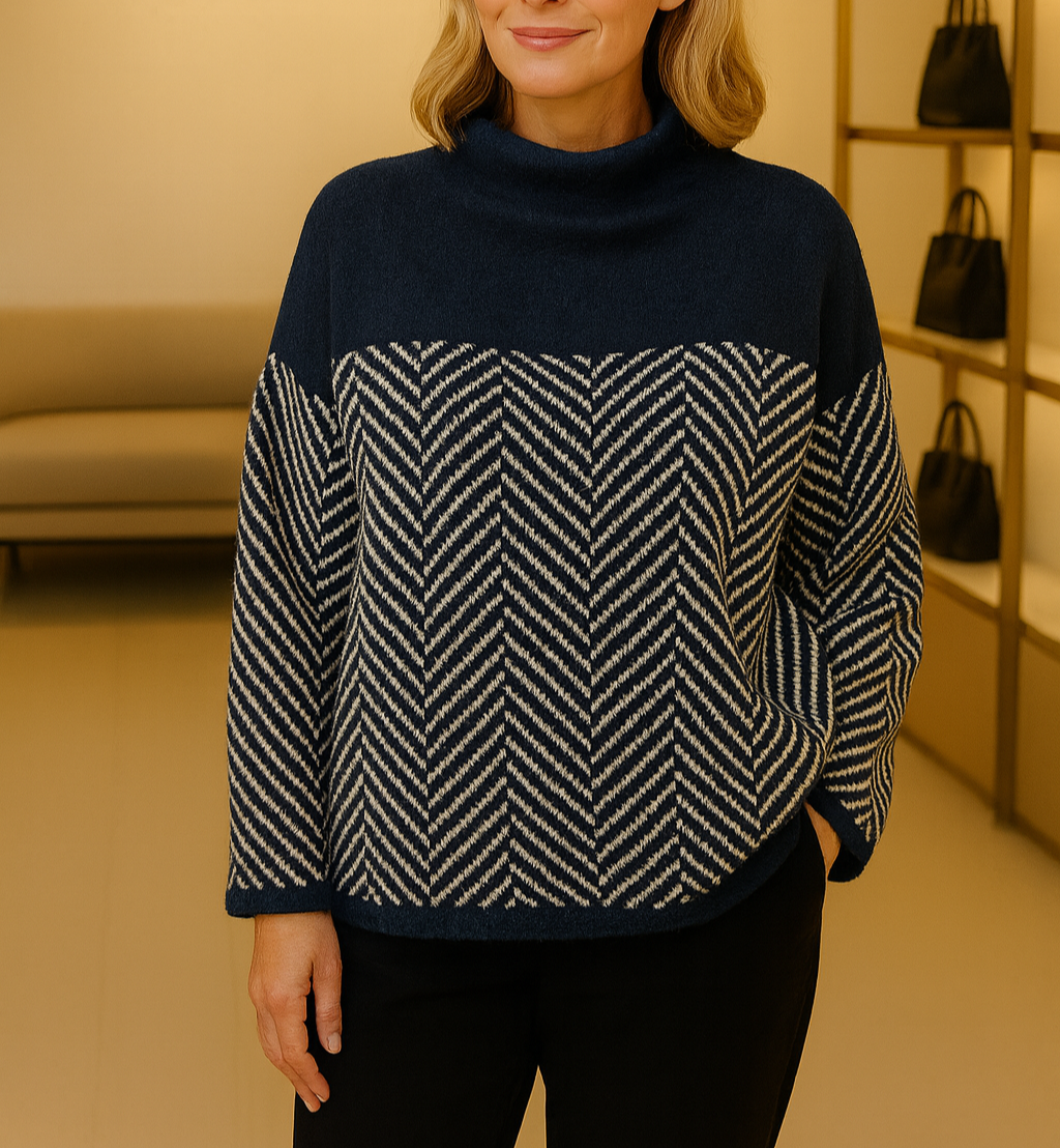 Dallas | Herringbone Cotton Mock Neck Sweater