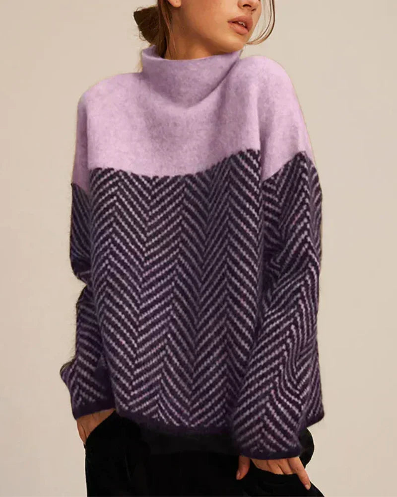 Dallas | Herringbone Cotton Mock Neck Sweater