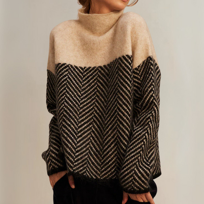 Dallas | Herringbone Cotton Mock Neck Sweater