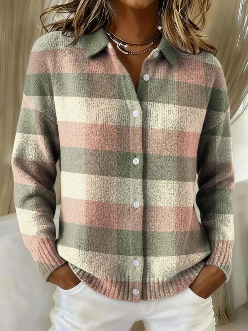 Edith | Checkered Button-Front Cardigan