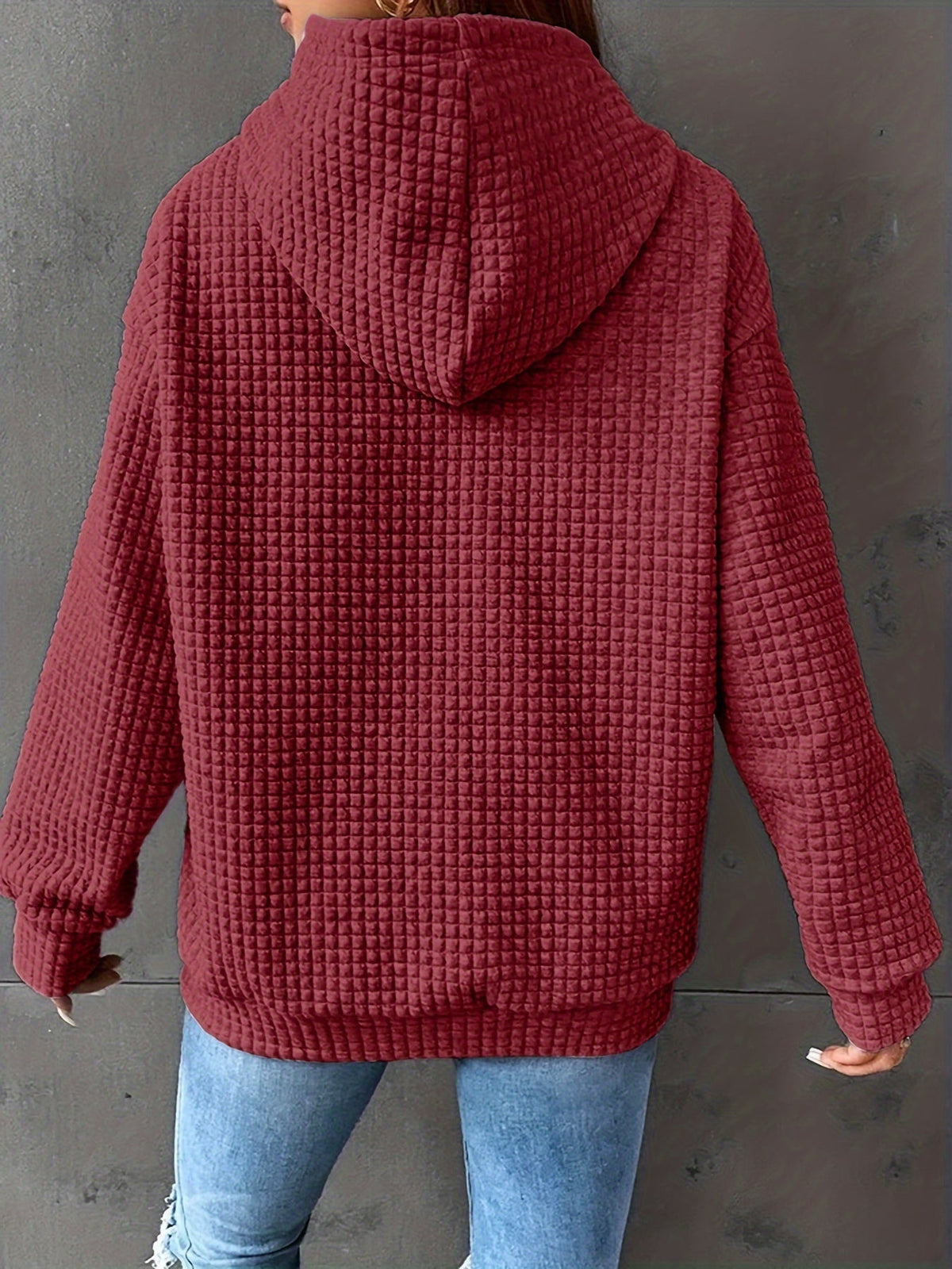 Emilia | Cozy Waffle Texture Hoodie with Front Pocket