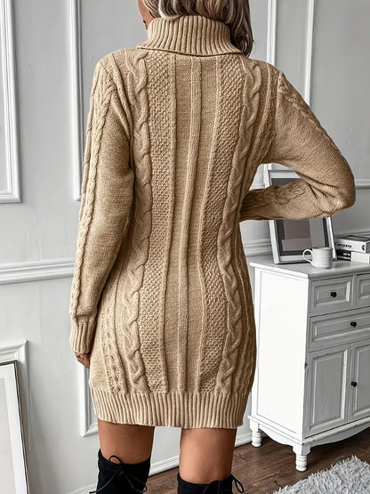 Isabelle | Cable-Knit Turtleneck Sweater Dress