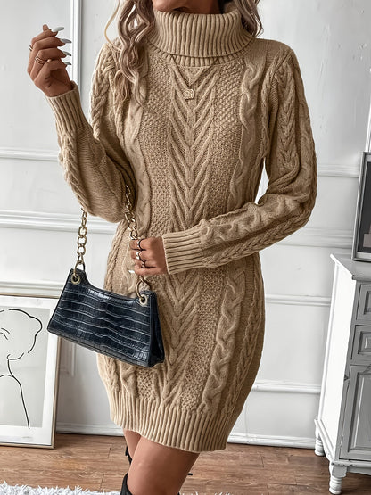 Isabelle | Cable-Knit Turtleneck Sweater Dress