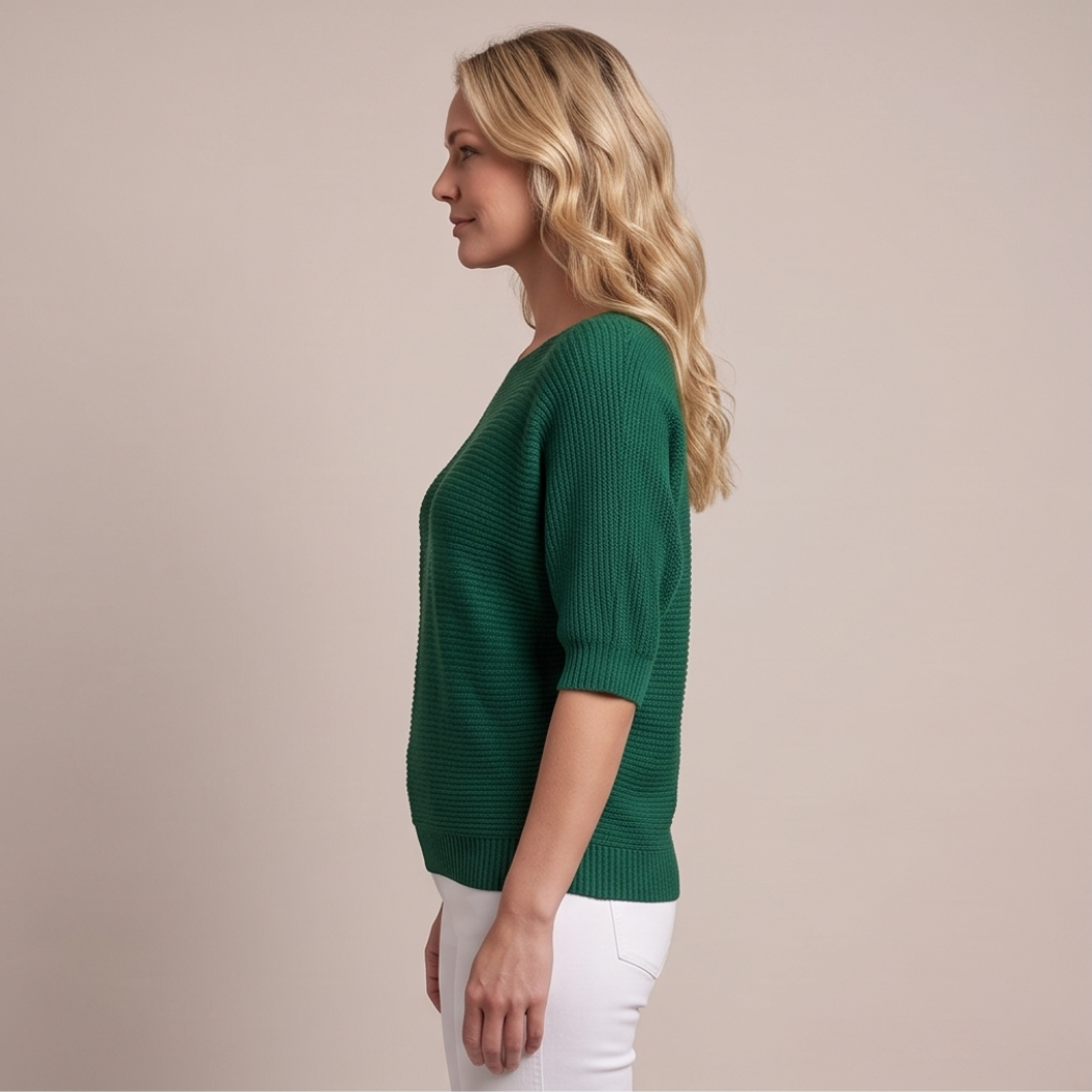 Cuffed Sleeve Knit Sweater - Green
