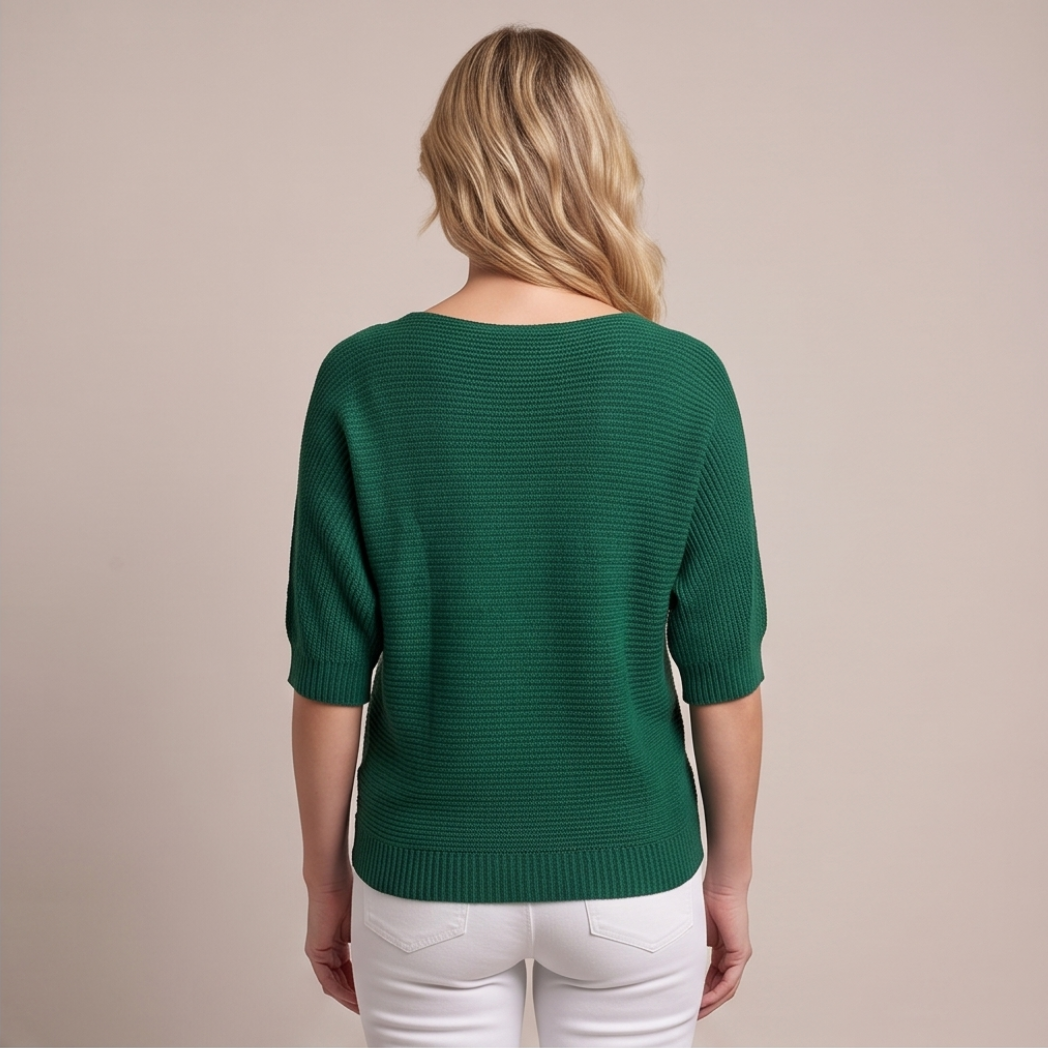 Cuffed Sleeve Knit Sweater - Green