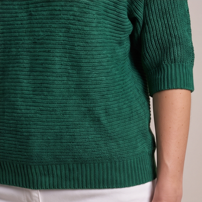 Cuffed Sleeve Knit Sweater - Green
