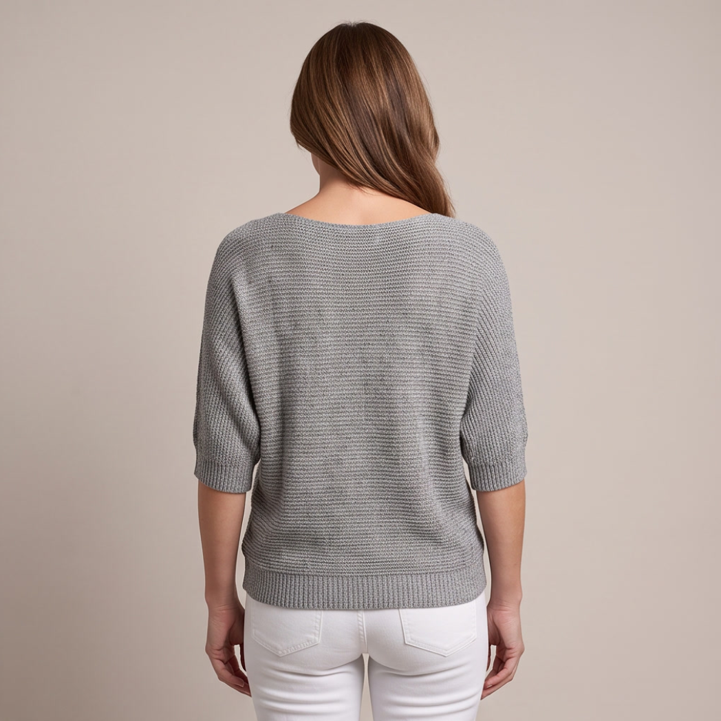 Cuffed Sleeve Knit Sweater - Grey