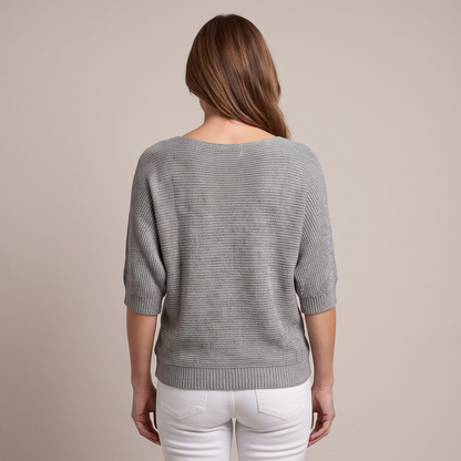 Cuffed Sleeve Knit Sweater - Grey