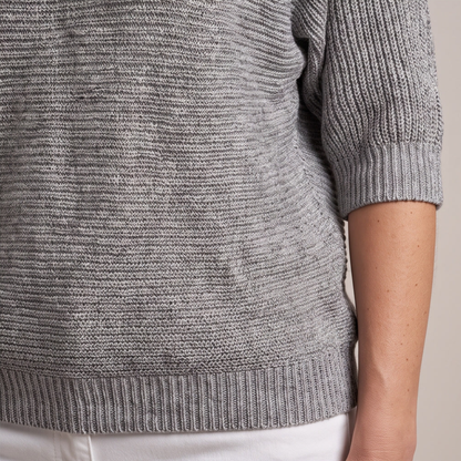 Cuffed Sleeve Knit Sweater - Grey