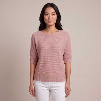 Cuffed Sleeve Knit Sweater - Pink