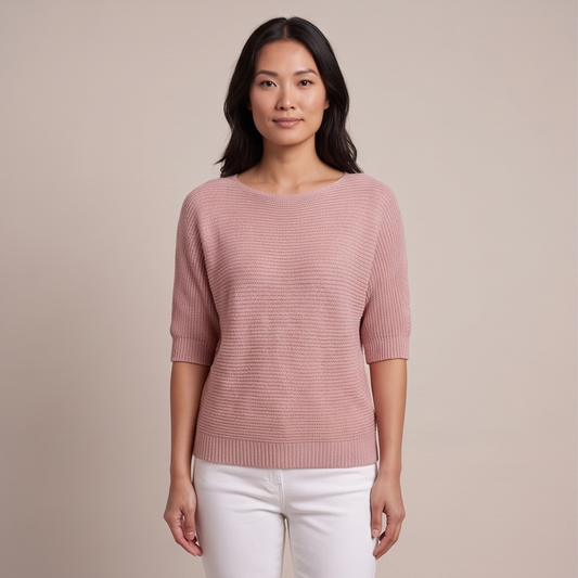 Cuffed Sleeve Knit Sweater - Pink
