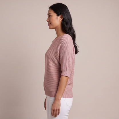 Cuffed Sleeve Knit Sweater - Pink