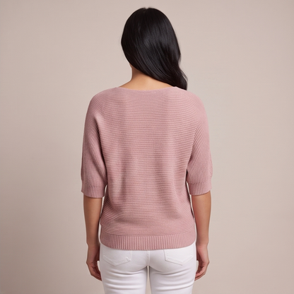 Cuffed Sleeve Knit Sweater - Pink