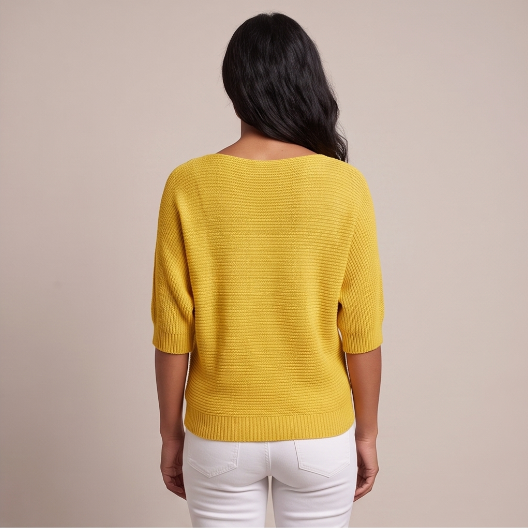 Cuffed Sleeve Knit Sweater - Yellow