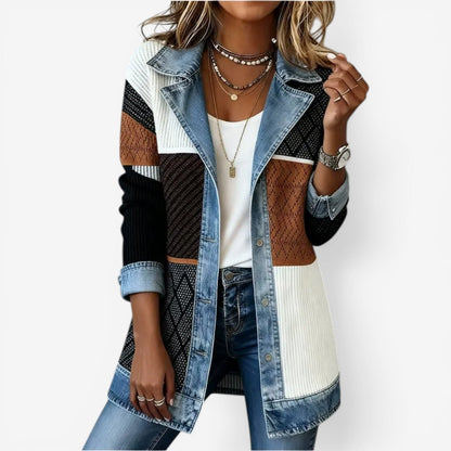 Mackenzie | Button-Front Denim-Inspired Knit Jacket