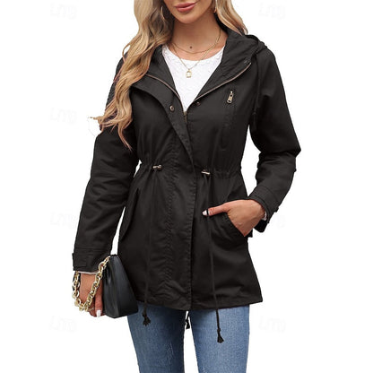 Nadia | Hooded Utility Rain Coat with Zip Pockets