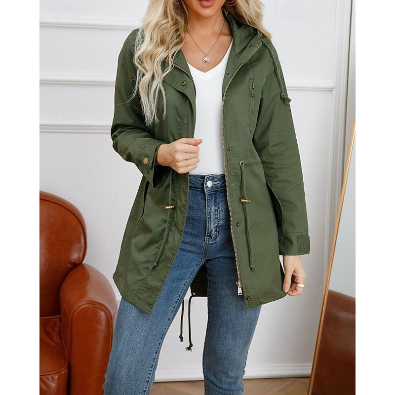 Nadia | Hooded Utility Rain Coat with Zip Pockets